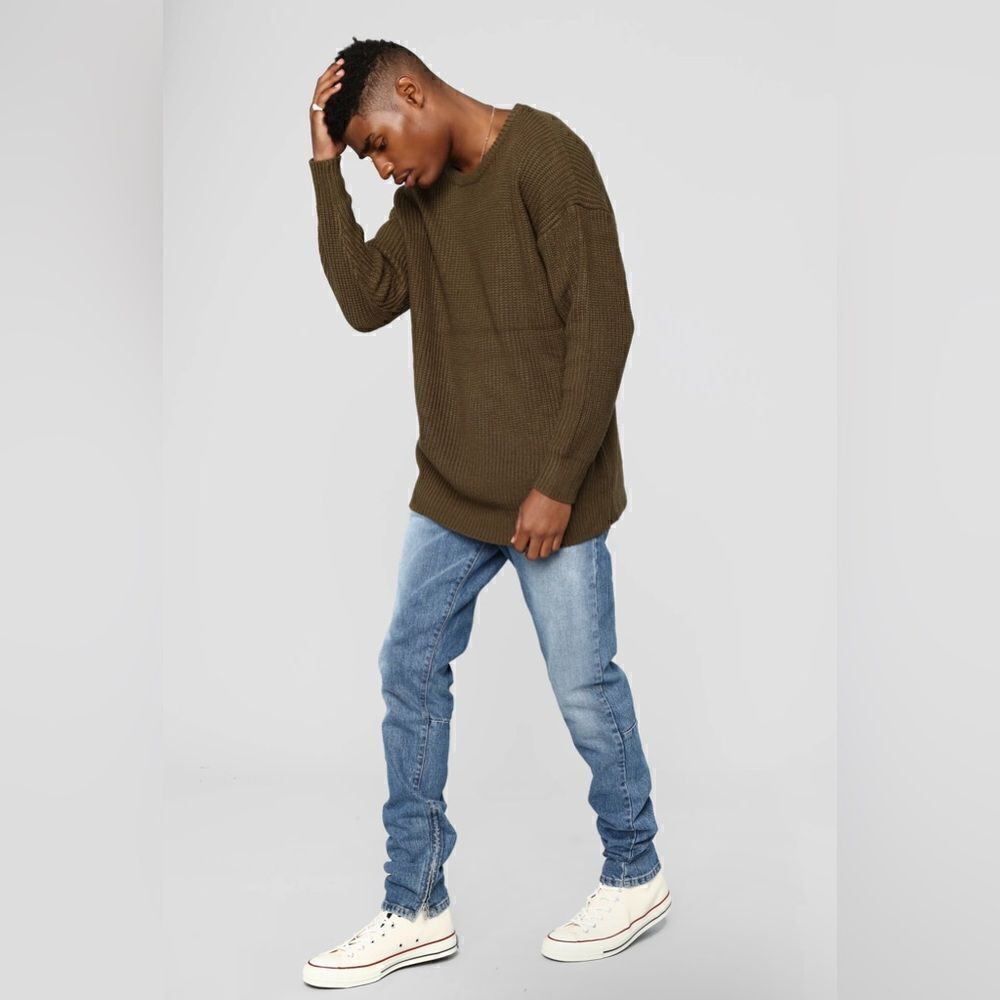 Men’s Cole Olive Crew Neck Sweater – Sold Out Online
